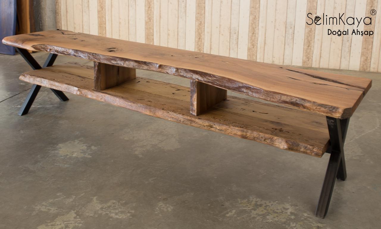 Ceviz tv sehpası çapraz ayak